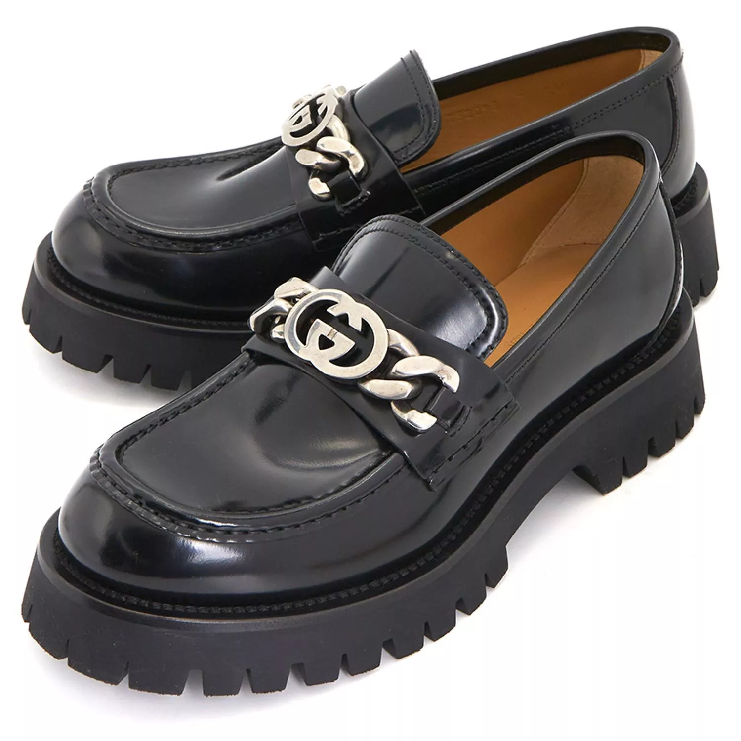Mocassins à chaîne en métal GUCCI homme à semelle à pattes emboîtable GG taille UK 9, US 9,5