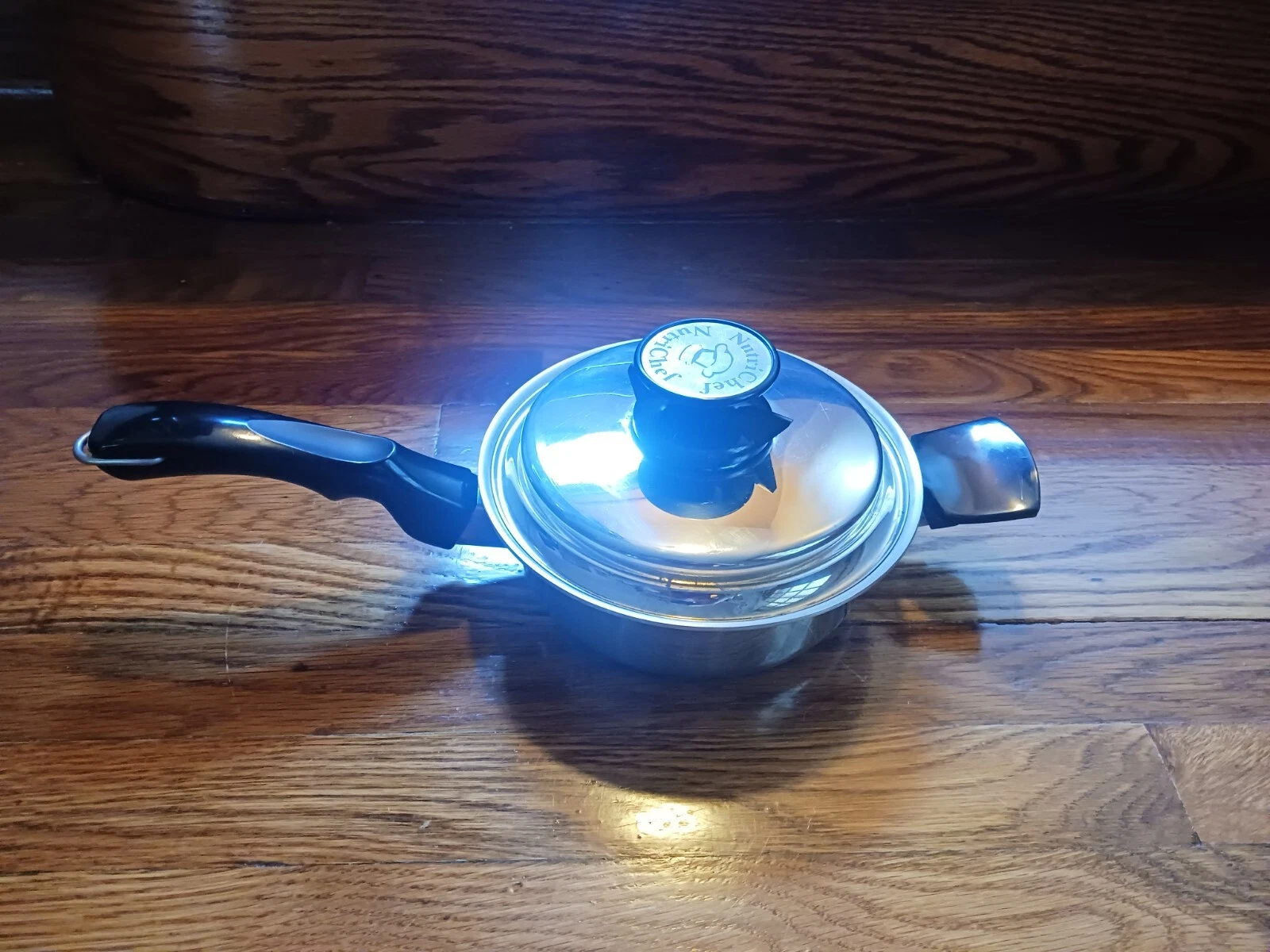 Vtg Nutrichef Steamer Lid & Sauce Pan Skillet 1.5 QT Stainless Steel USA Made