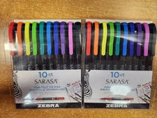 2 Pack: Zebra Sarasa Fineliner Pens, 0.8mm, Asst. Colors, 10 Ct. Each (1E-2843)