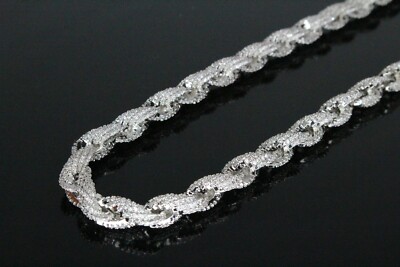 8mm MASSIVE 20.85ct VVS1 Simulated Diamond Rope Chain Necklace 130g+ HEAVY
