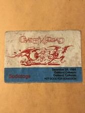 X-RARE GRATEFUL DEAD BACKSTAGE PASS 12-29-88 OAKLAND COLISEUM/OAKLAND Ca. LQQK