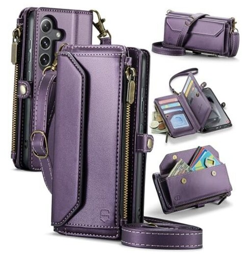 Crossbody Wallet Case Compatible with for Samsung Galaxy S24 Plus Purple