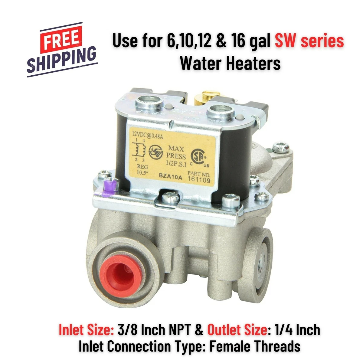 RV Trailer Water Heater Gas Valve 161109 Replacement Part for Suburban SW  Model | eBay