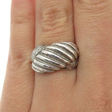 925 Sterling Silver Vintage Twisted Ribbed Pattern Dome Ring Size 7