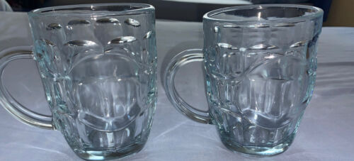 Crystal Style Glass Pint Glasses  Tankard Handled - Picture 1 of 7