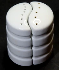 Fitz and Floyd Salt & Pepper Shakers Set Vintage White Ceramic 3 5/8' H
