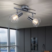Decken Lampe Spot Leuchte Wohn Ess Zimmer Balken Licht-Schiene Silber Schwenkbar