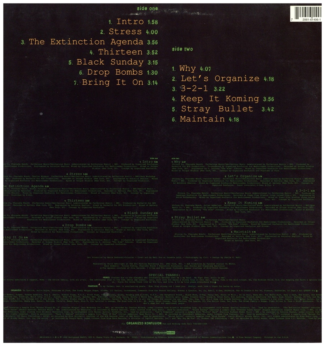Organized Konfusion - Stress: The Extinction Agenda '94 LP US ORG