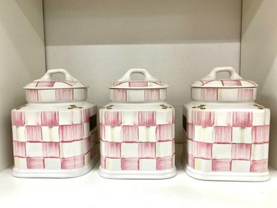 Rosa Weiß Kariert Tee Kaffee Zuckerdose Luftdicht Behälter Fine Bone China