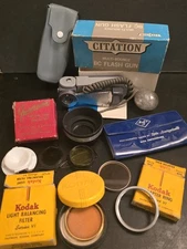 Lot of Misc Vintage Photography Camera Gear Equipment, incl. Lens &  Flash Gun