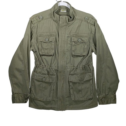 Crazy 8 Girls Green Jacket XL 14 100% Cotton Utility Style Coat with Pockets - Picture 2 of 15