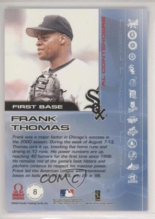 2000 Pacific Omega AL/NL Contenders Frank Thomas #8 HOF - Image 2 of 2