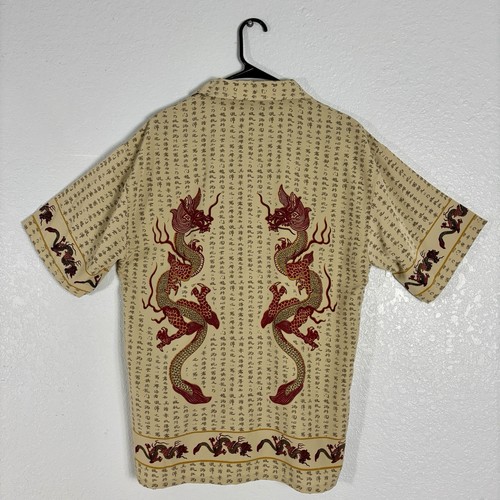 Vintage 7 Diamonds Dragon Print Mens Shirt Size Medium Button Up Camp Casual - Picture 2 of 5