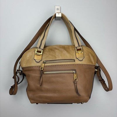 Chloé Angie Satchel Two-Way Leather Crossbody Strap Nut Brown