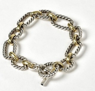 David Yurman Chain Link Toggle Sterling Silver 925 & 1/5 750 18K Gold Bracelet