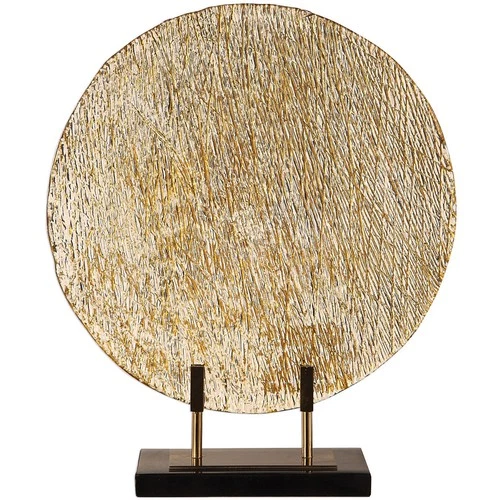 Uttermost 17500 Layan 18 inch Bright Gold and Black Marble Charger - Picture 1 of 5