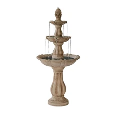 3-Tier Freestanding Waterfall Fountain w/Pump & Pineapple Top, 51 Inch Tall, ...