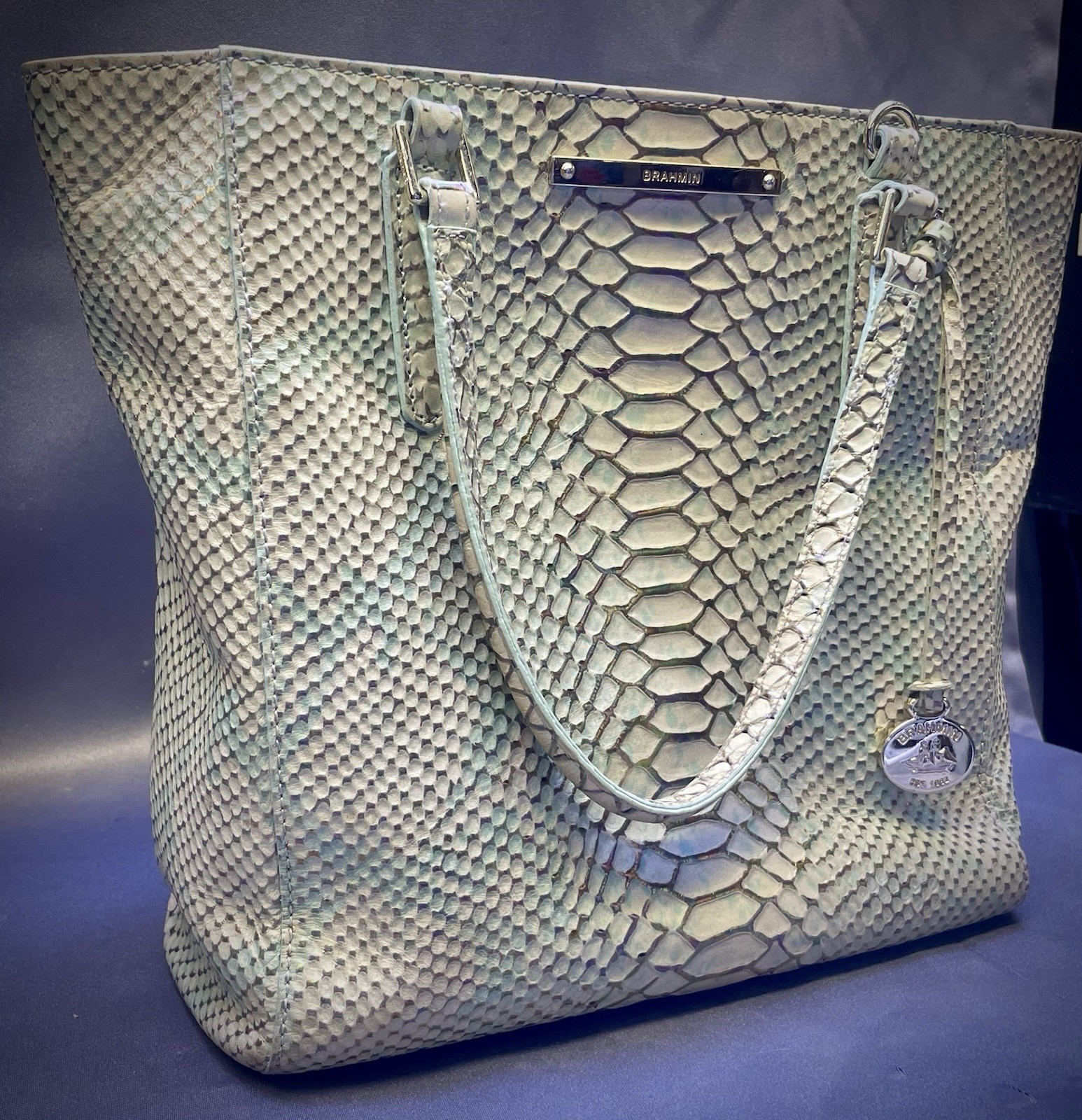 Brahmin Harrison Carryall Opal Seville Python Lea… - image 2