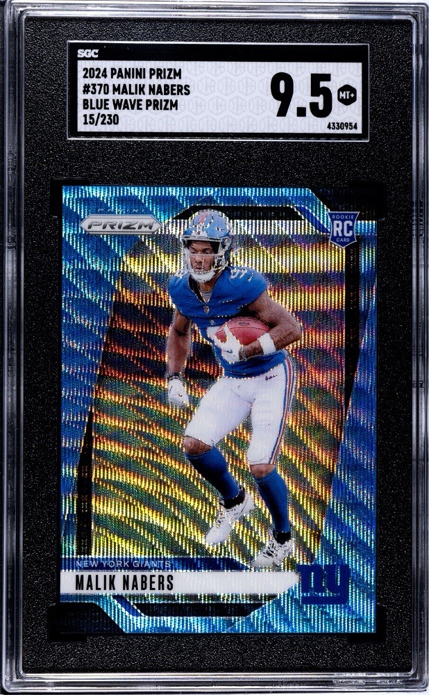 2024 Panini Prizm - Rookies Malik Nabers #370 Blue Wave Prizm /230 (RC)