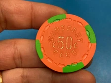 $.50–——MONTEREY CLUB-———-GARDENA  CALIFORNIA CASINO  CHIP———-—Z-4017