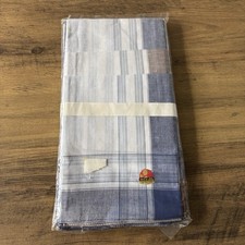 Vintage Sonnenblume blau kariert Packung mit 8 Taschent&uuml;chern neu in Verpackung