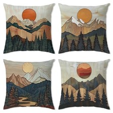 Boho Abstract Throw Pillow Covers Mountain 18" x 18" Pack of 4 Boho Mount02