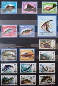 SEA LIFE. FISH: AQUARIUM, EXOTIC, PREDATORY. SHARKS. 217 STAMPS. LOT IN GERMANY