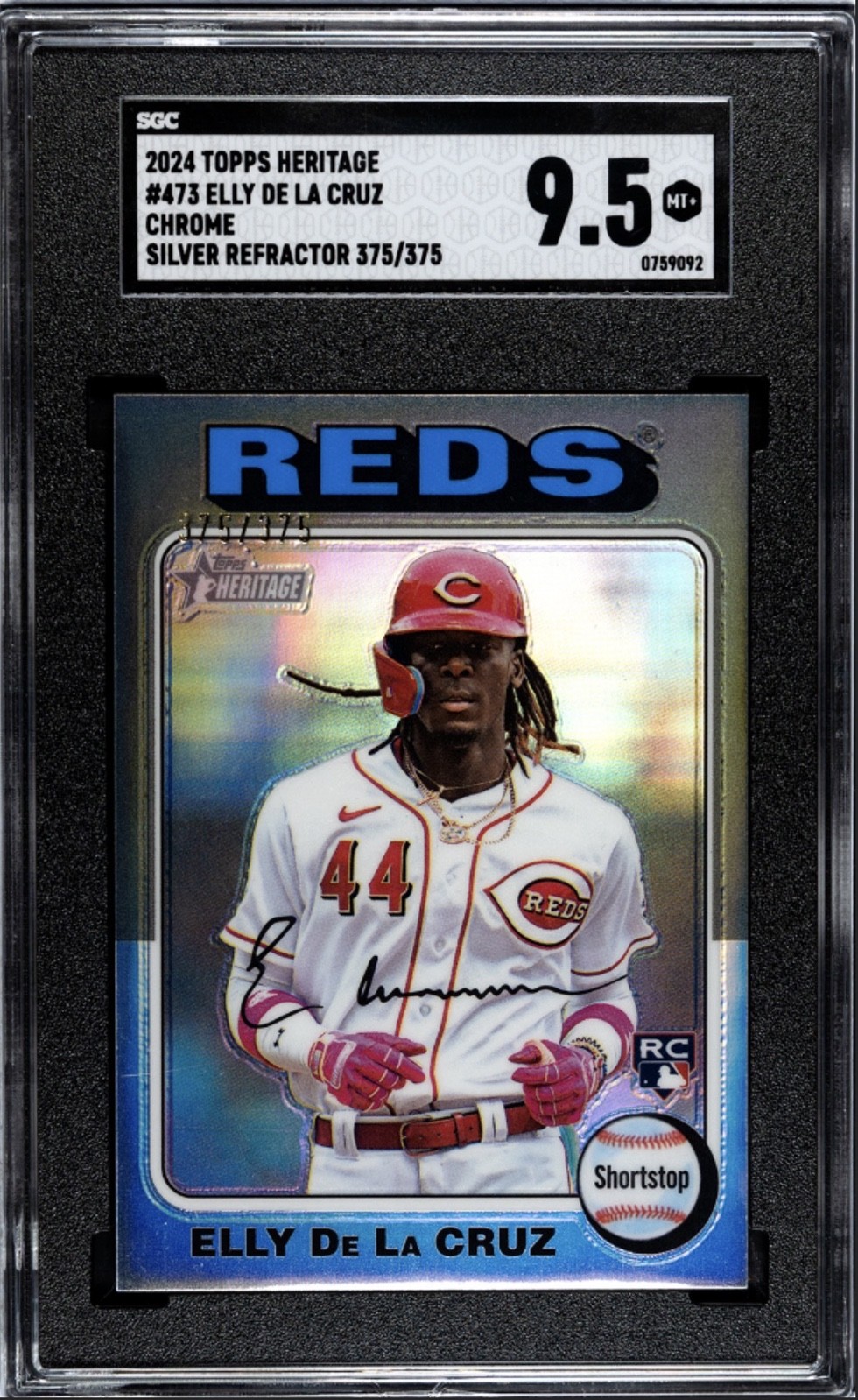 2024 Topps Heritage - Elly De La Cruz #473 Chrome Silver Refractor /375 SGC 9.5
