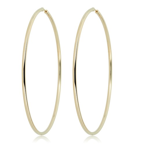 AVORA 14K Gold Polished Endless Continuous Large Hoop Earrings - Yellow or
