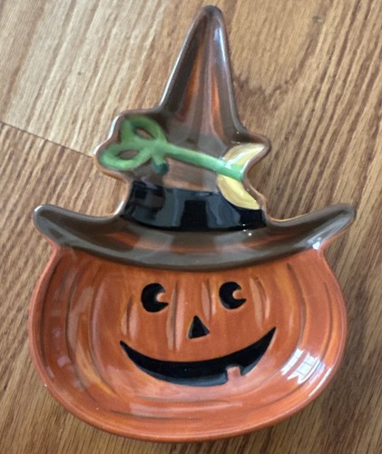 LONGABERGER Halloween APPETIZER SNACK TIDBIT Plate Pumpkin Witch Jack-o-lantern