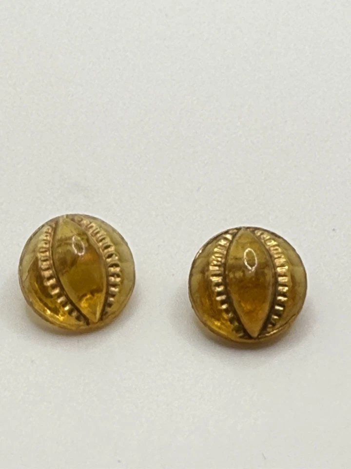 Vintage Antique Czech Buttons Glass Amber Citrine  Pressed Glass Art Deco Set 2 - Image 3 of 4