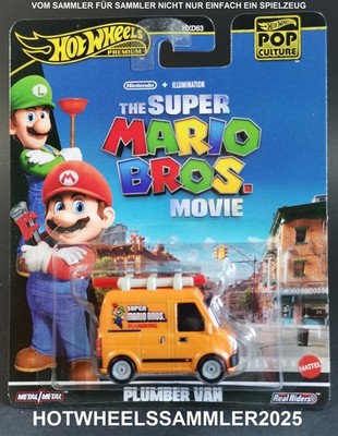 HOT WHEELS PREMIUM REAL RIDERS ''SUPER MARIO MOVIE PLUMBER VAN'' HXD63 OVP!