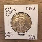 1942 Liberty Walking Half Dollar Uncirculated MS++ Silver Coin FREE SHIPPING