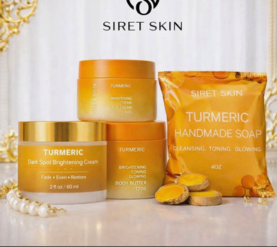Siret Skin Turmeric Brightening Set: Dark Spot Cream 2 fl oz + Butter + Soap