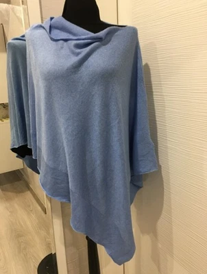 PETER HAHN Seide und Kaschmir blauer Poncho - Bild 1 von 4