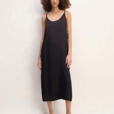 Everlane The Ultimate Slip Midi Dress in Black Size 2 Triacetate Minimalist