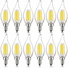 12x Luxrite 5W Vintage Candelabra LED Bulb Dimmable 4000K 550lm Cool White E12