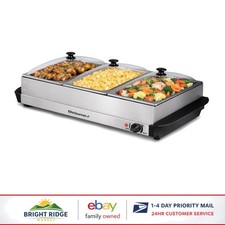 Easy Use Buffet Warmer with 3 Trays and Tempe...