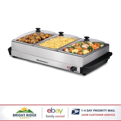 Easy Use Buffet Warmer with 3 Trays and Temperature Settings for Gatherings