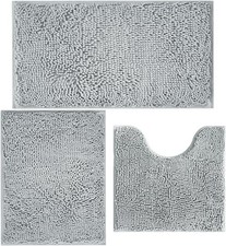 Bathroom Rugs Chenille Bath mat 3 Piece Set, Super Absorbent, Strong PVC Non