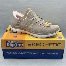 Skechers Women s 7 Sneakers Brown Slip Ins Hands Free Summits Comfort 150264
