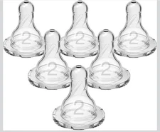 Dr Browns Natural Flow Standard Silicone Bottle Nipples 6 Pack Clear Level 4-9m+