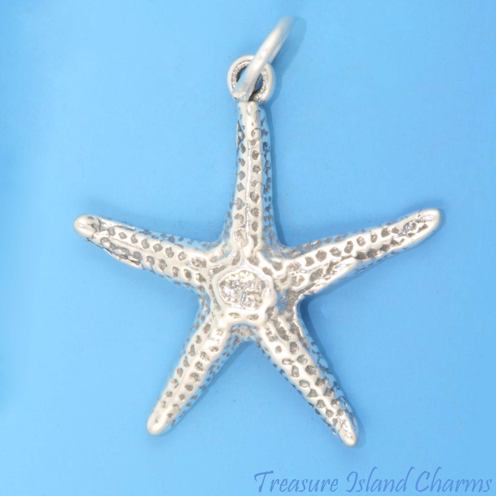 Starfish Sea Star Fish Ocean 3D 925 Solid Sterling Silver Charm Pendant ...