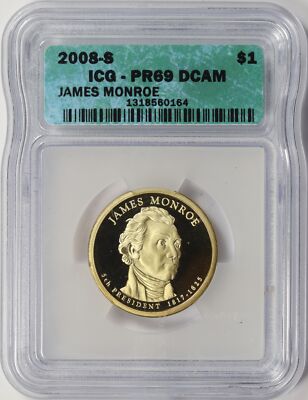 ニックモンロー様 2008-S James Monroe Presidential Dollar $1 ICG PR69 DCAM | eBay