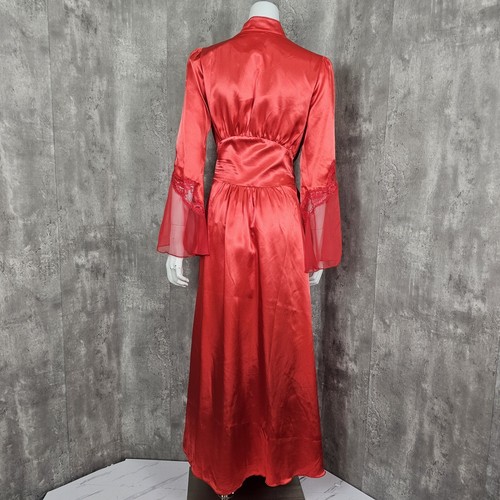 Accappatoio lungo Shirley of Hollywood S/M rosso raso maniche chiffon Charmeuse - Foto 8 di 15