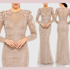 NWT Mac Duggal [ 8 ] 11323 Embellished Shoulder Detail Long Sleeve Gown #J653