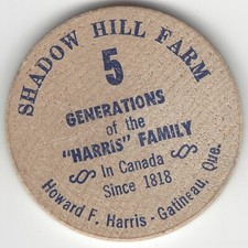 SHADOW HILL FARM, Harris Family, GATINEAU, Quebec, Canada, 2  Wooden Dollar
