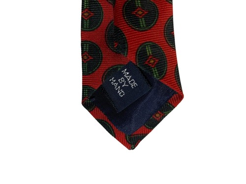 Corbata para hombre POLO por Ralph Lauren 100 % SEDA verde - patrón rojo - EE. UU. - Imagen 5 de 6