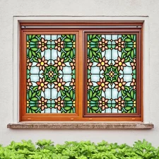 3D Orange Flower A405 Window Film Print Sticker Cling Stained Glass UV Amy