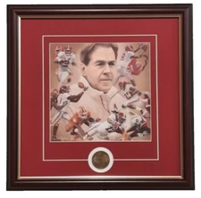 ALABAMA football Coach Nick Saban framed print and coin Daniel Moore